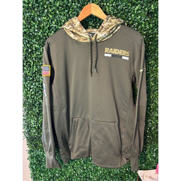 Nike X Raiders NFL Salute To Service Green Hoodie Sz Medium - Picture 1 of 5